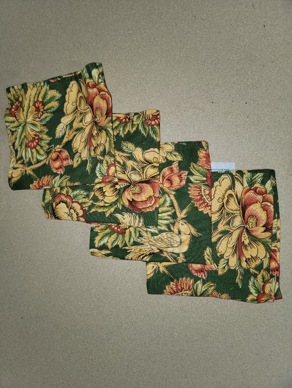 April Cornell Green Floral Cotton Napkins - Set of 4 20X20